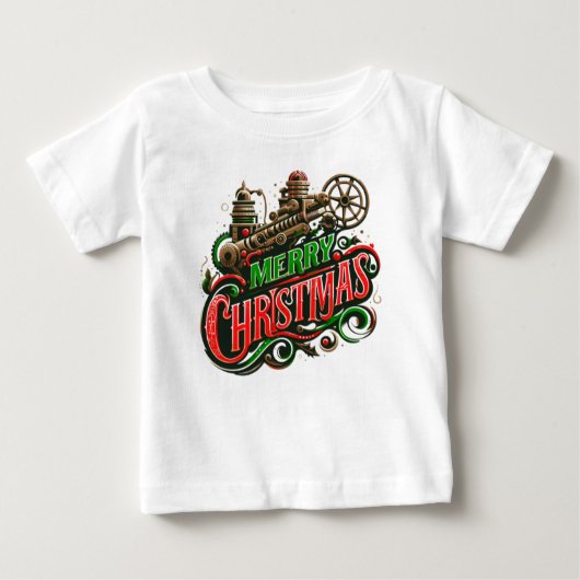 T-shirt Pour Bébé Merry Christmas steampunk (Devant)