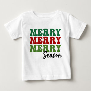 T-shirt Pour Bébé Merry Merry Merry Saison - Retro Holiday Art