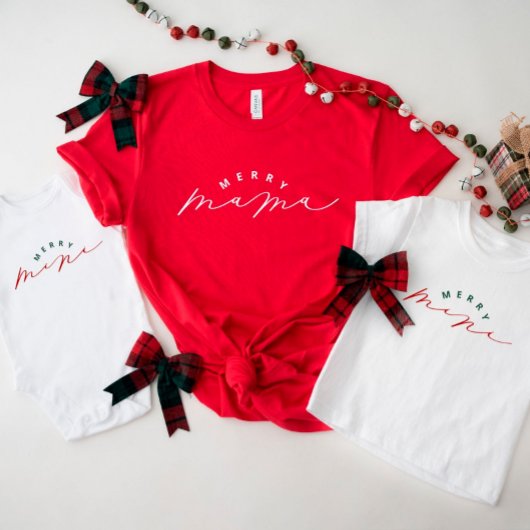 T-shirt Pour Bébé Merry Mini joli Script Baby Christmas Shirt