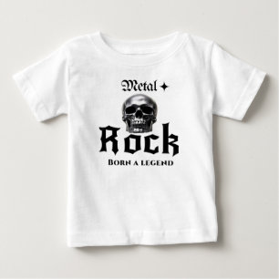 T-shirt Pour Bébé Metal Rock Né une Légende Graphique Chrome Crâne