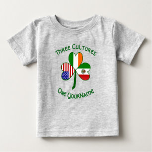 T-shirt Pour Bébé Mexicain Irlandais Drapeaux Shamrock Votre nom