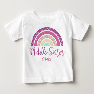 T-shirt Pour Bébé Middle Sister rainbow customizable name