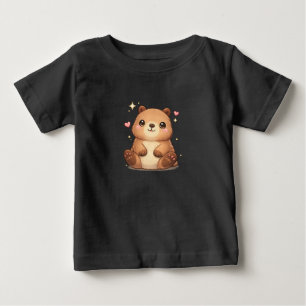 T-shirt Pour Bébé Mignon Capybara Kawaii Bébé T-Shirt en Jersey Fin