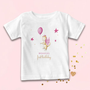 T-shirt Pour Bébé Mignon Dragon Girl premier anniversaire