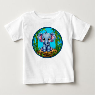 T-shirt Pour Bébé Mignon Éléphant Bébé de Style Cartoon
