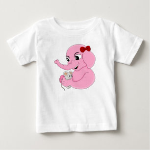 T-shirt Pour Bébé Mignon éléphant fille dessin animé bébé T-shirt