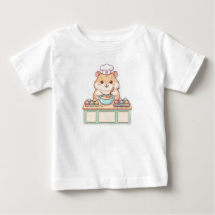 T-shirt Pour Bébé Mignon Hamster Kawaii Chef Cuisinier de Gâteaux To