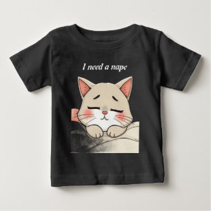 T-shirt Pour Bébé Mignon Je suis fatigué Besoin d'une sieste Chat en