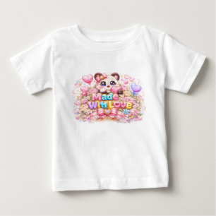 T-shirt Pour Bébé Mignon Kawaii Fabriqué Avec Amour Chat Nom Pastel