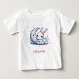 T-shirt Pour Bébé mignon lapin assis sur la lune