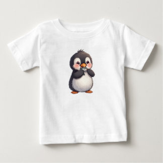 T-shirt Pour Bébé Mignon Manchot avec Poisson