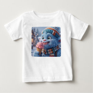 T-shirt Pour Bébé Mignon Monstre Bleu Fluffy Crème Glacée Enfant en