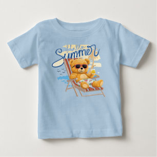 T-shirt Pour Bébé Mignon ours en peluche d'été sur la plage - Bébé &