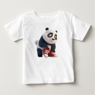 T-shirt Pour Bébé Mignon petit panda 3D en baskets rouges