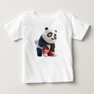 T-shirt Pour Bébé Mignon petit panda 3D en baskets rouges