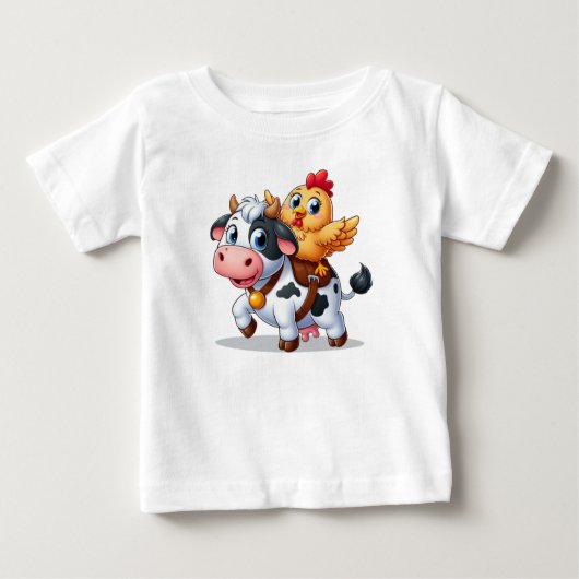 T-shirt Pour Bébé mignon vache/poulet caricature (Devant)