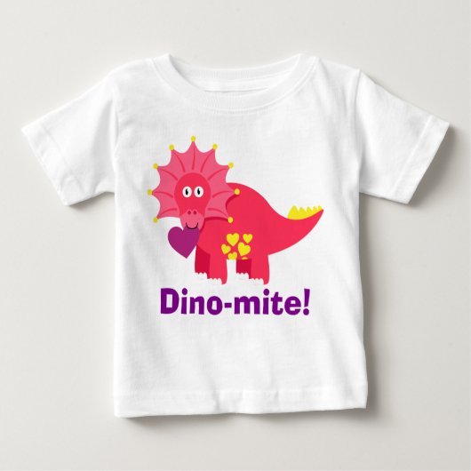 T-shirt Pour Bébé Mignonne Dino-Mite ! Dinosaure rouge et violet au  (Devant)