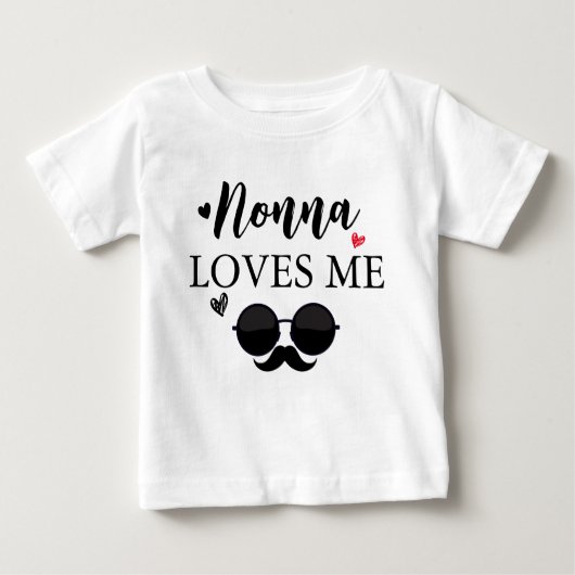 T-shirt Pour Bébé Mignonne grand-mère Nonna m'aime Personnaliser (Devant)