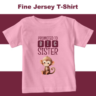T-shirt Pour Bébé Mignonne grande sœur singe rose