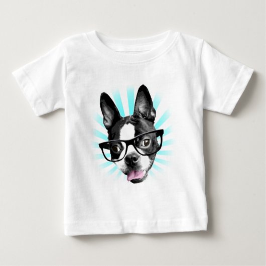 T-shirt Pour Bébé Mignonne ! Hipster Boston Terrier (Devant)