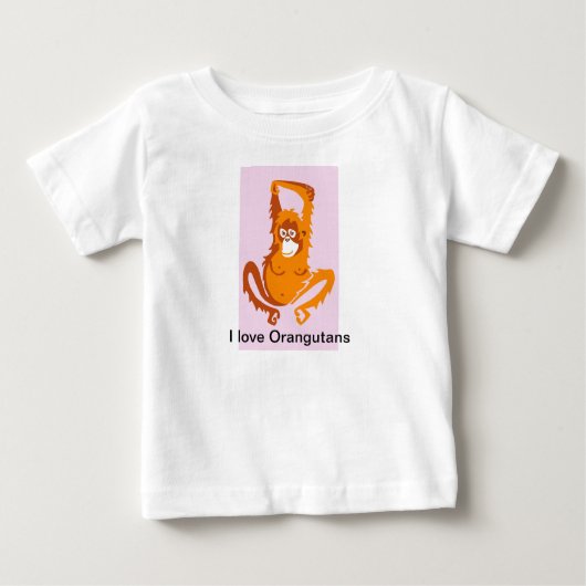 T-shirt Pour Bébé Mignonne J'aime ORANGUTANS -Graphique animal (Devant)