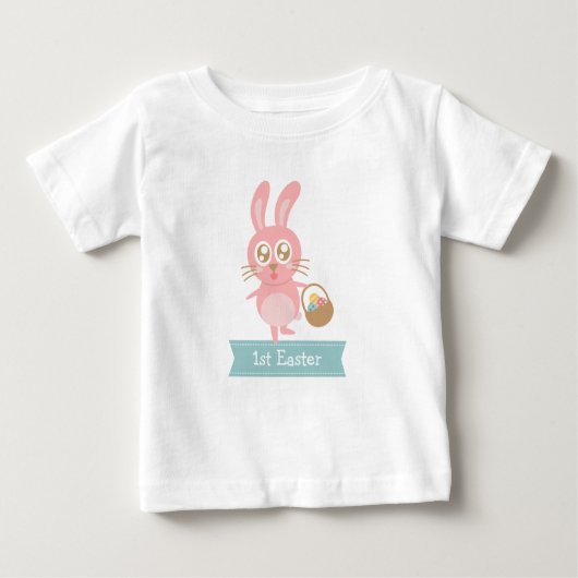 T-shirt Pour Bébé Mignonne Lapin Avec Oeufs 1er Pâques (Devant)