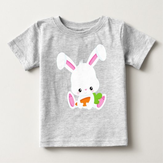 T-shirt Pour Bébé Mignonne Lapin, Lapin Blanc, Petite Lapin, Carotte (Devant)