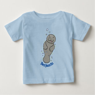 T-shirt Pour Bébé Mignonne manatée bébé avec bulles illustration