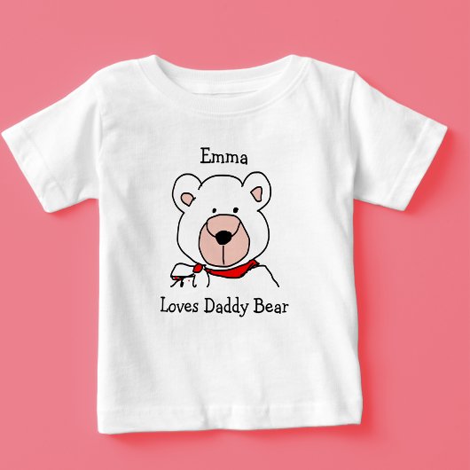 T-shirt Pour Bébé Mignonne Noir et Blanc Amour Papa Ours
