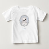 T-shirt Pour Bébé Mignonne Ours Polaire Bleu Nom Garçon d'hiver Bébé (Devant)