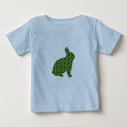 T-shirt Pour Bébé Mignonne Pâques lapin vert olive avec taches blanc (Devant)