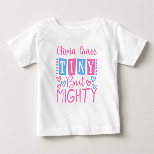 T-shirt Pour Bébé Mignonne Petite mais puissante fille rose bleue pe (Devant)