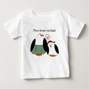 T-shirt Pour Bébé Mignonne Pingouins de dessin maman m'aime mieux