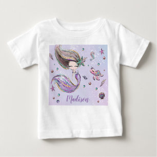 T-shirt Pour Bébé Mignonne sirène sous la Mer Girl Purple