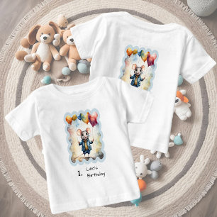 T-shirt Pour Bébé Mignonne souris avec ballons colorés, personnalisé
