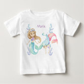 T-shirt Pour Bébé Mignonnes sirènes avec votre nom (Devant)