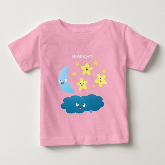 T-shirt Pour Bébé Mignons étoiles chantant, lune et bande dessinée d (Devant)