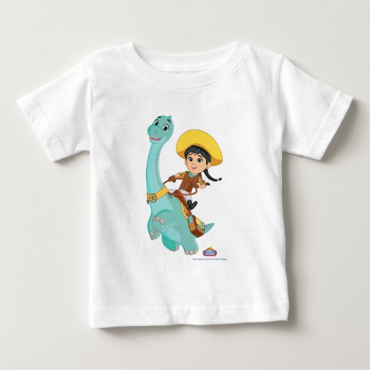 T-shirt Pour Bébé Min & Clover | Joyeux Cowgirl & Brontosaurus Ride (Devant)