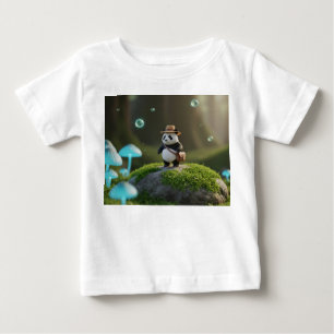 T-shirt Pour Bébé Minuscule explorateur panda 3D dans une forêt myst