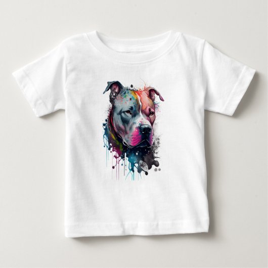 T-shirt Pour Bébé Mirada seria + corazón amable : pitbull (Devant)