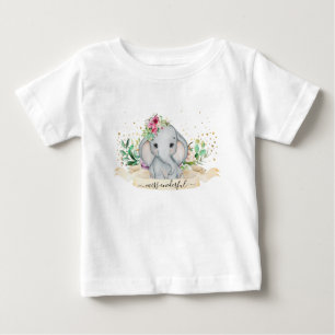 T-shirt Pour Bébé Miss Onederful Baby Elephant Illustration - 