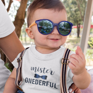T-shirt Pour Bébé Mister Onederful Bow Cravate 1er anniversaire