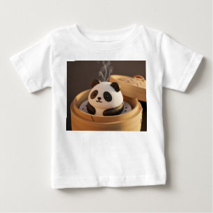 T-shirt Pour Bébé Mochi de Panda Adorable dans un Cuiseur à Bambou