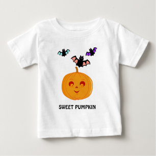 T-shirt Pour Bébé Mode Halloween chauves-souris et Citrouille