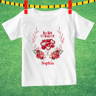 T-shirt Pour Bébé Modèle floral de Baby shower mou personnalisé