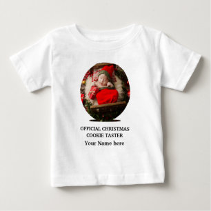 T-shirt Pour Bébé Modèle photo de cookie de Noël moderne personnalis