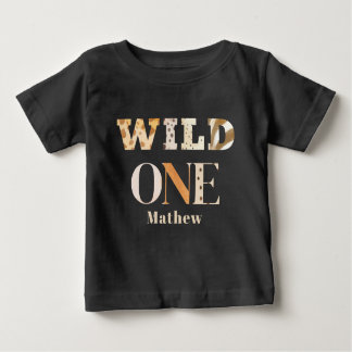 T-shirt Pour Bébé Modern Animal Print One Wild Safari First Birthday