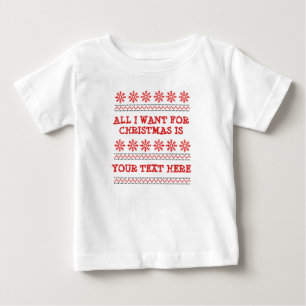 T-shirt Pour Bébé Modifier TOUT TEXTE ajouter Nom Funny Noël Rouge