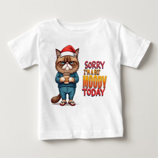 T-shirt Pour Bébé Moeur de Noël de chat grincheux (Devant)