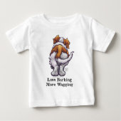 T-shirt Pour Bébé Moins d'aboiements, plus de queue qui remue (Devant)